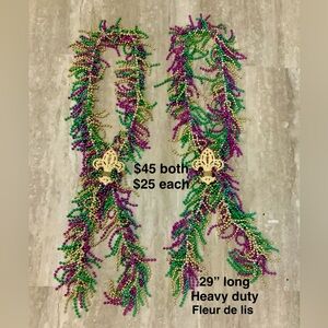 Elegant Mardi Gras Beaded Necklace with purple ,green and gold Accents